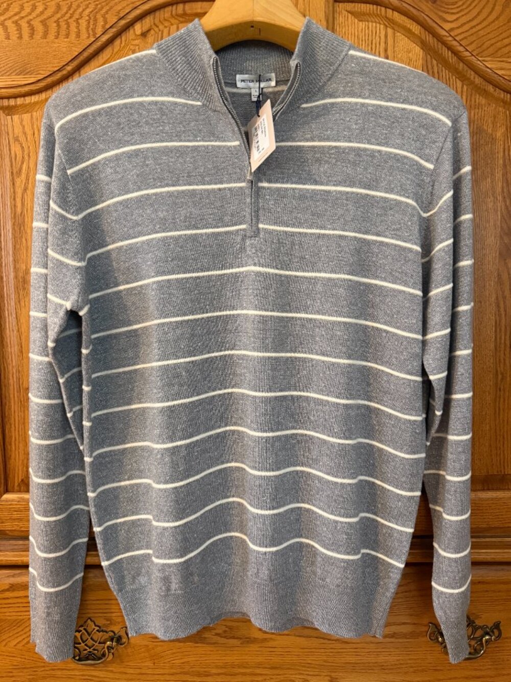 NWT Peter Millar Crown Eastham Striped Quarter-Zip Sweater